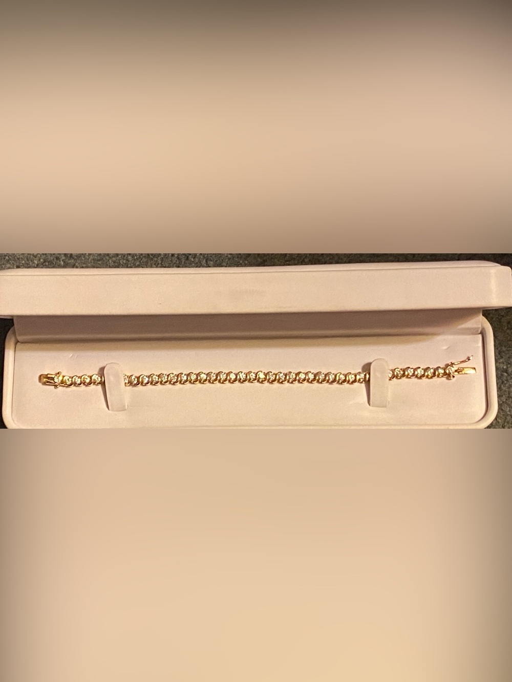 925 Sterling Silver Gold plated Diamond Tennis Bracelet Rare Vintage.